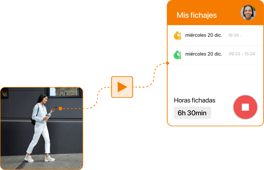 Captura de fichar desde movil geolocalizacion en TramitApp