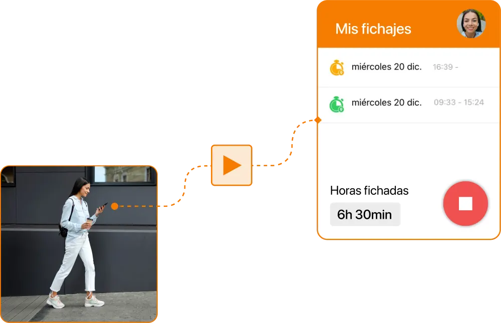 Fichaje desde móvil TramitApp
