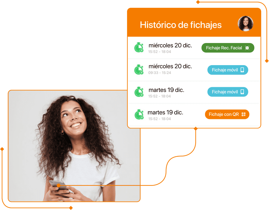 Captura de historico fichajes tipos fichajes en TramitApp