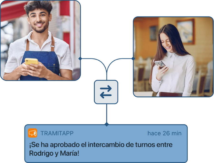 Empleados de hostelería intercambian turnos a través de la app de TramitApp