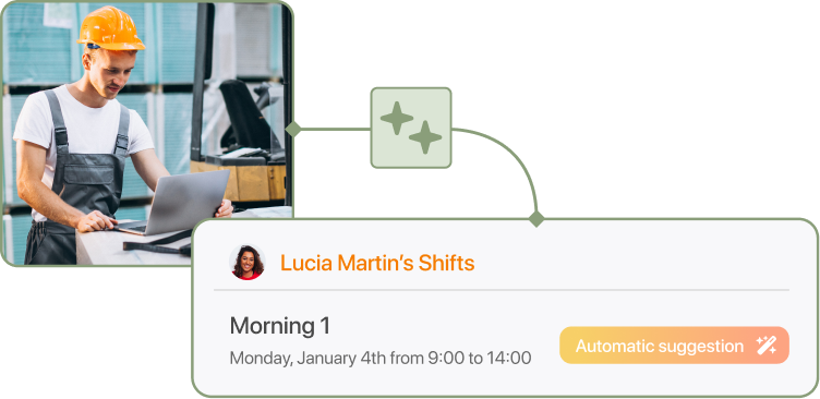 Captura de sugerencias planificacion Ia trabajador logistica industria EN en TramitApp