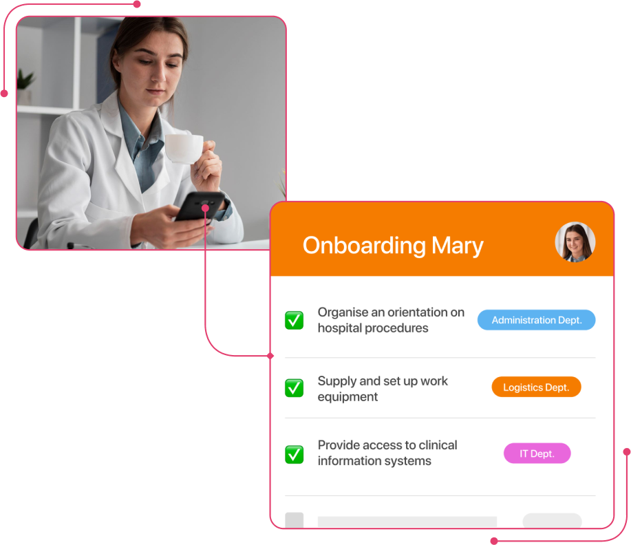 Screenshot of a clinic nurse and doctor in general onboarding in TramitApp