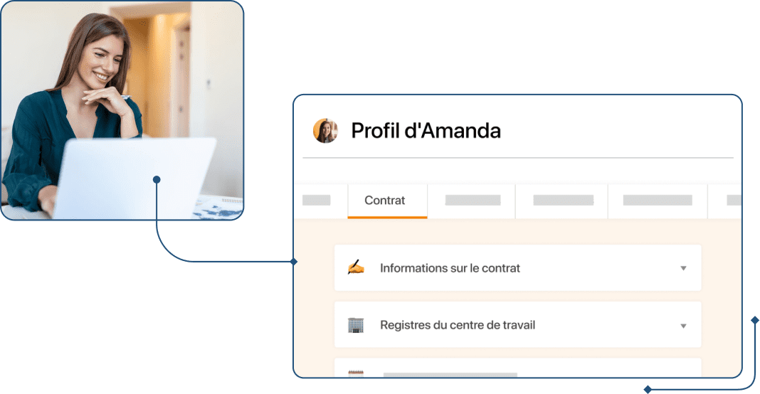 Captura de empleada ordenador perfil empleado administrador contrato FR en TramitApp