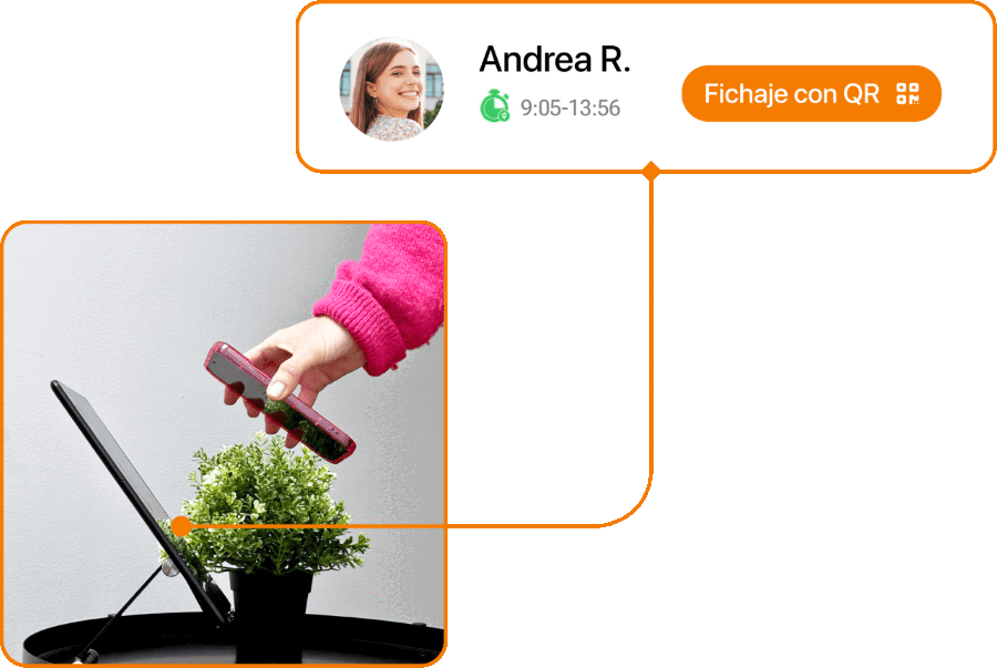 Captura de fichaje entrada QR en TramitApp