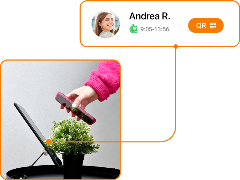 Captura de fichaje entrada QR idiomas en TramitApp