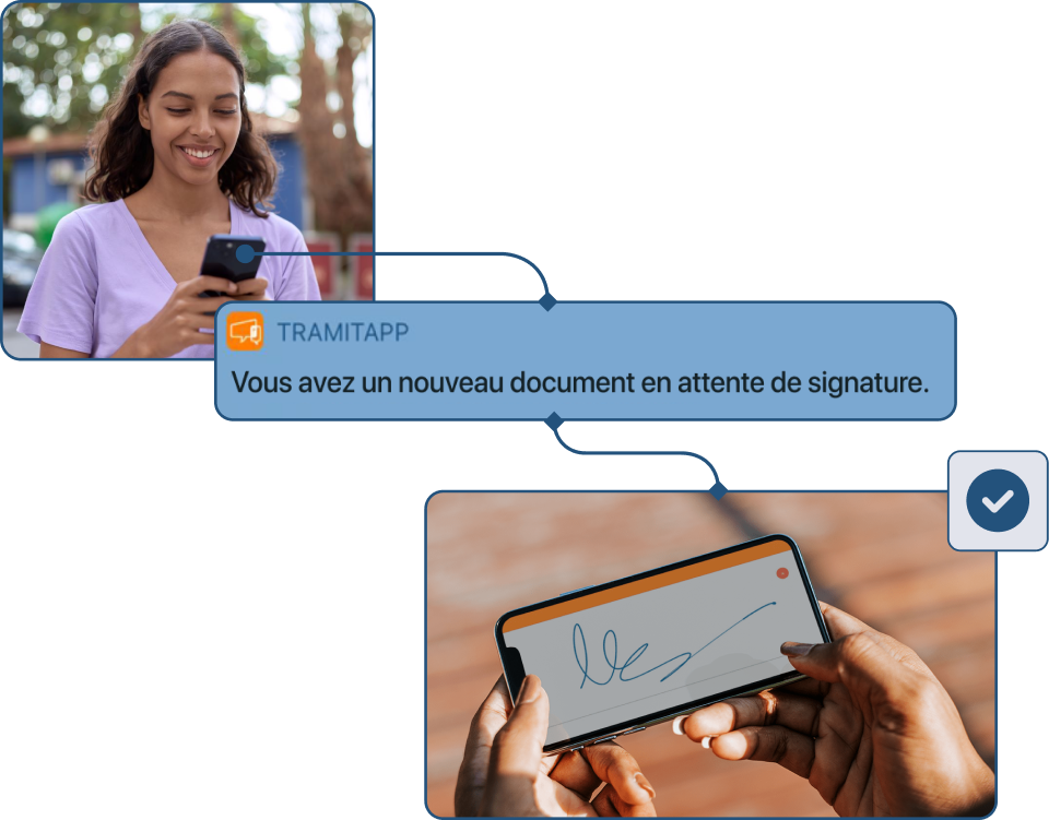 Capture d'écran de la notification de signature dans TramitApp
