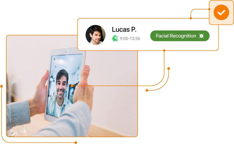Captura del fichaje por reconocimiento facial en TramitApp