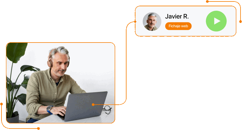 Captura de hombre fichando web fichaje en TramitApp