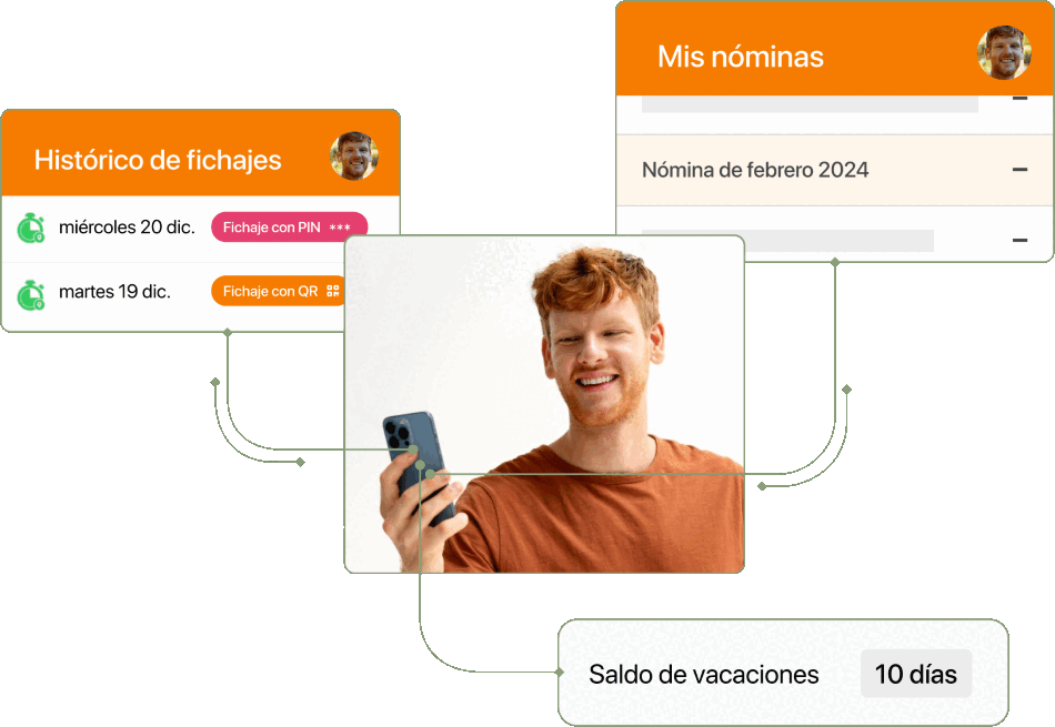 Captura de integracion fichajes saldo vacaciones nominas turnos planificador en TramitApp