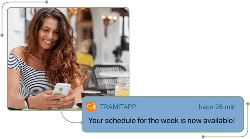 Captura de notificacion horario semana disponible mujer EN en TramitApp