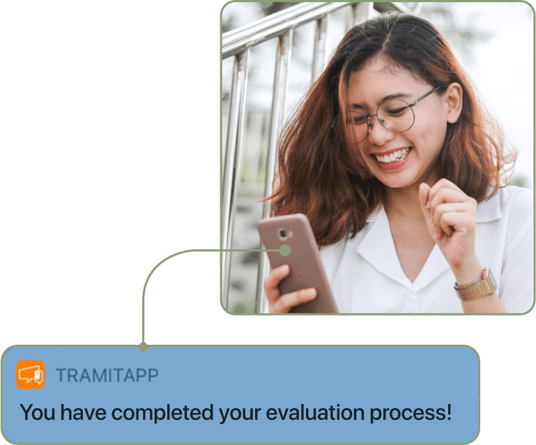 Captura de notificacion proceso evaluacion completado EN en TramitApp