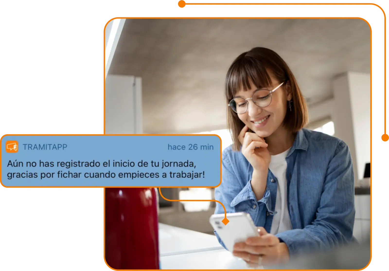 Notificación de registro de jornada en TramitApp