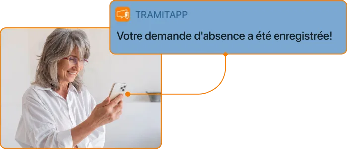 Capture d'écran de la notification de demande de congé enregistrée dans TramitApp
