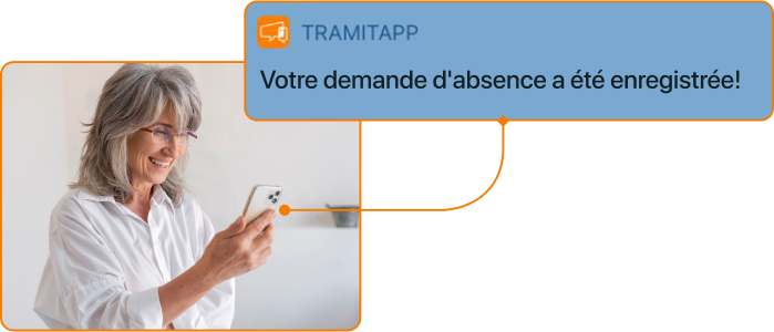 Capture d'écran de la notification de demande de congé enregistrée dans TramitApp