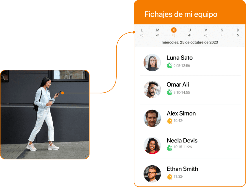 Captura de pantalla fichajes equipo en TramitApp