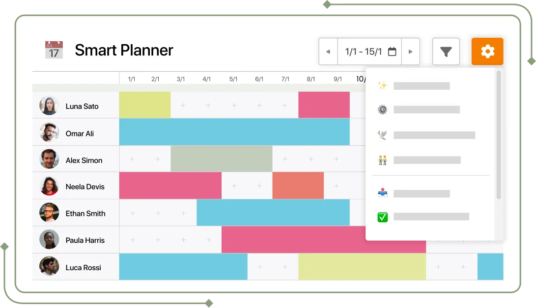 Screenshot of Smart Planner actions in TramitApp