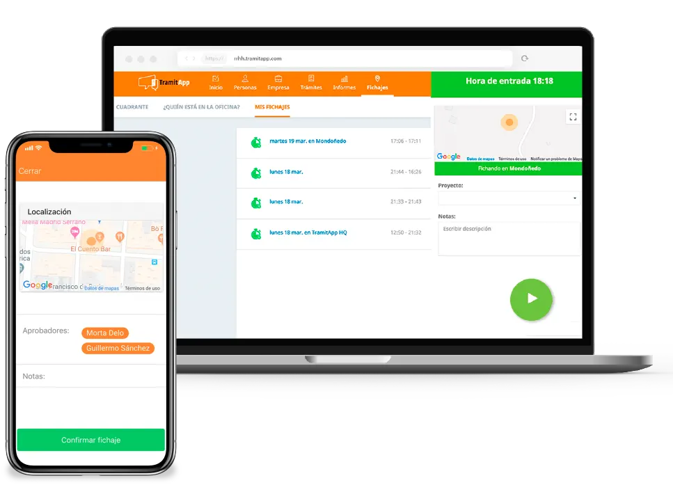 Control horario por geolocalización con la app de TramitApp