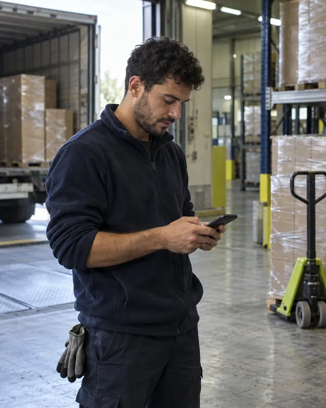 Employee messaging WhatsApp to record his working day in TramitApp