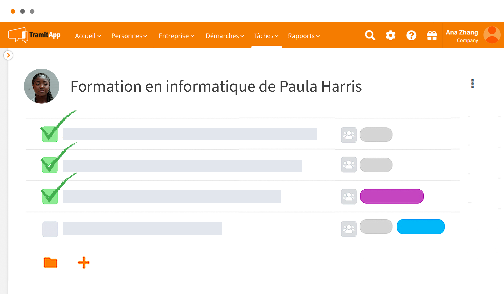 formation_taches Tâches de suivi de la formation des employés dans TramitApp