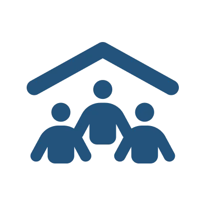 icon_people_roof_blue team under a roof icon