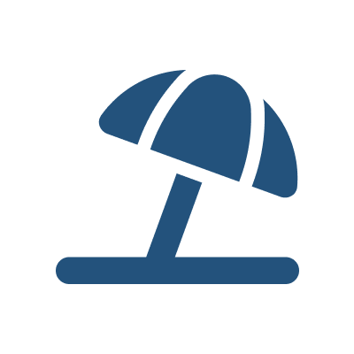 Icono de vacation umbrella blue