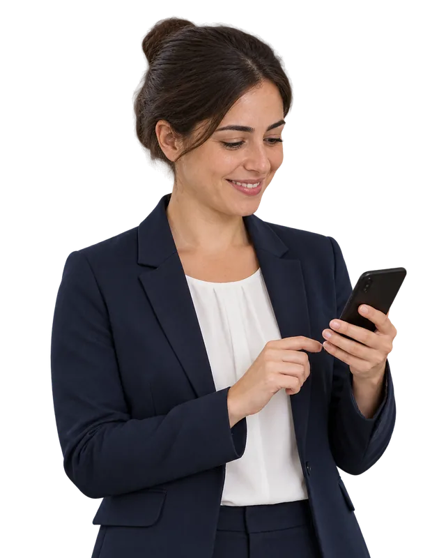 Employee checking her HR requests in the TramitApp employee portal on her phone