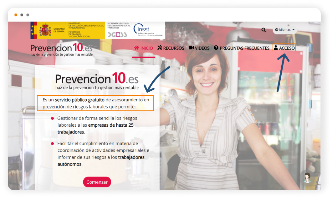 Plataforma Prevención10 para la gestión de riesgos laborales