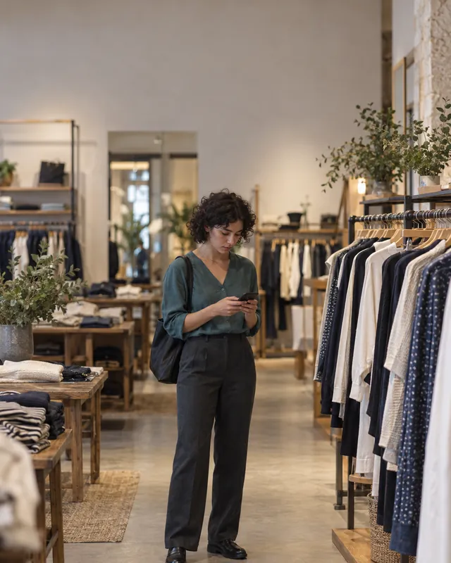 Fashion sales assistant requesting holiday from her phone with TramitApp