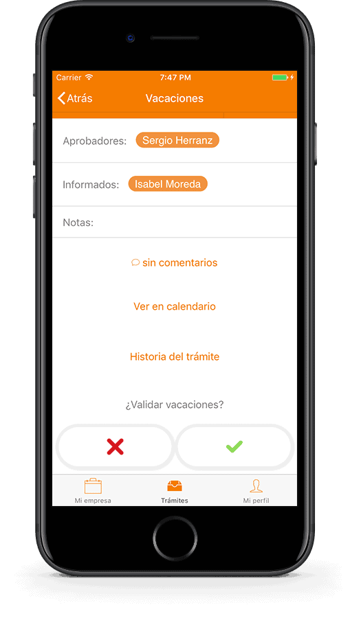 Aprueba las Vacaciones desde el móvil TramitApp Control Horario te permite controlar y validar las vacaciones de tus empleados
