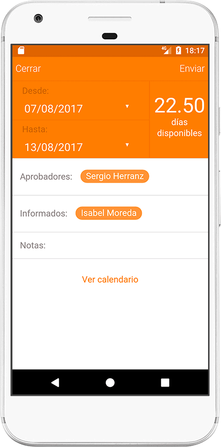 solicita las vacaciones desde el móvil TramitApp Control Horario permite solicitar las vacaciones desde la app