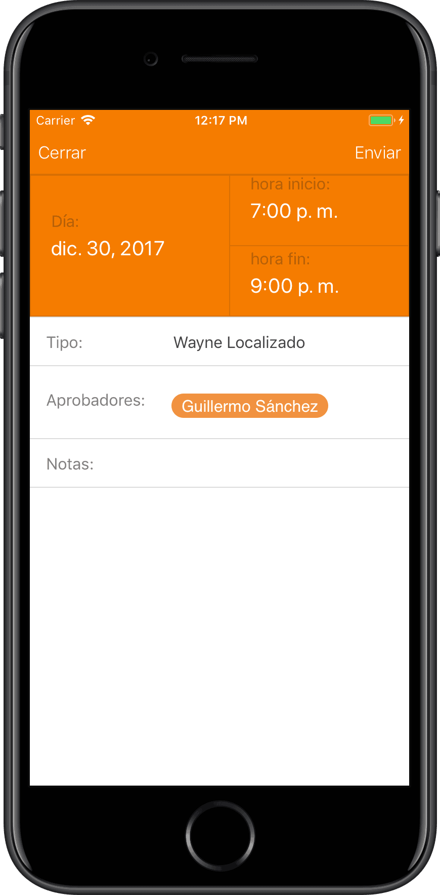 solicitud y revisión de horas extra desde el móvil horas extra desde un teléfono móvil iPhone