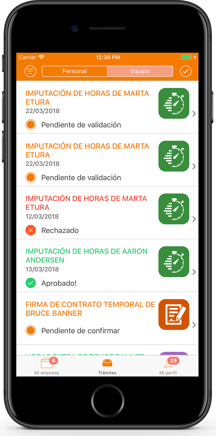 Fichajes desde el móvil Control de tiempos desde el móvil