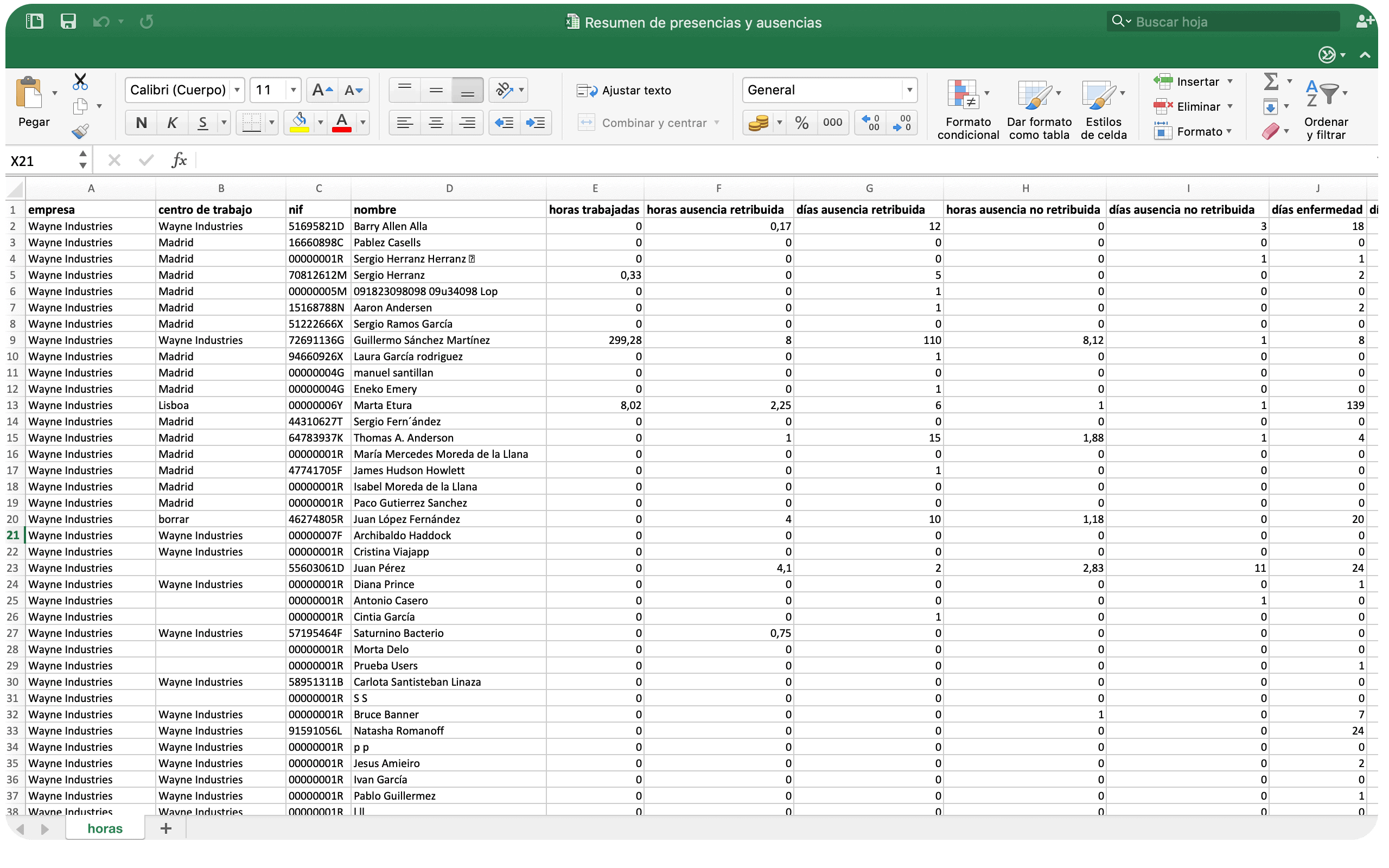 Descarga informes personalizados TramitApp Control Horario te permite exportar el cuadrante a excel de las horas de tus empleados