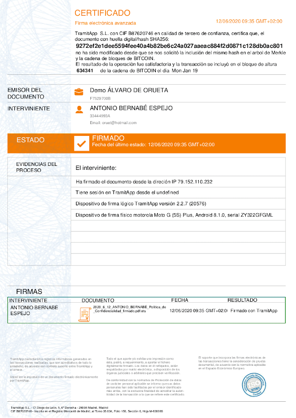 documento firmado online