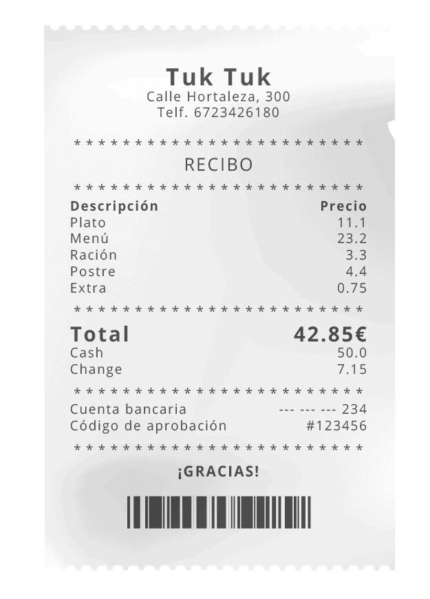 Recibo sin sombra