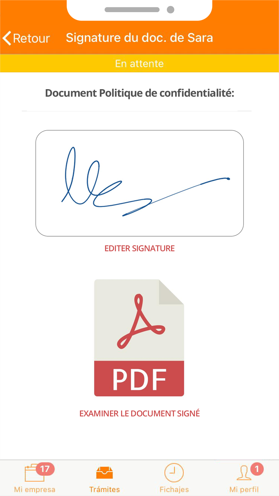 signature gestor documental de empresa en el teléfono móvil