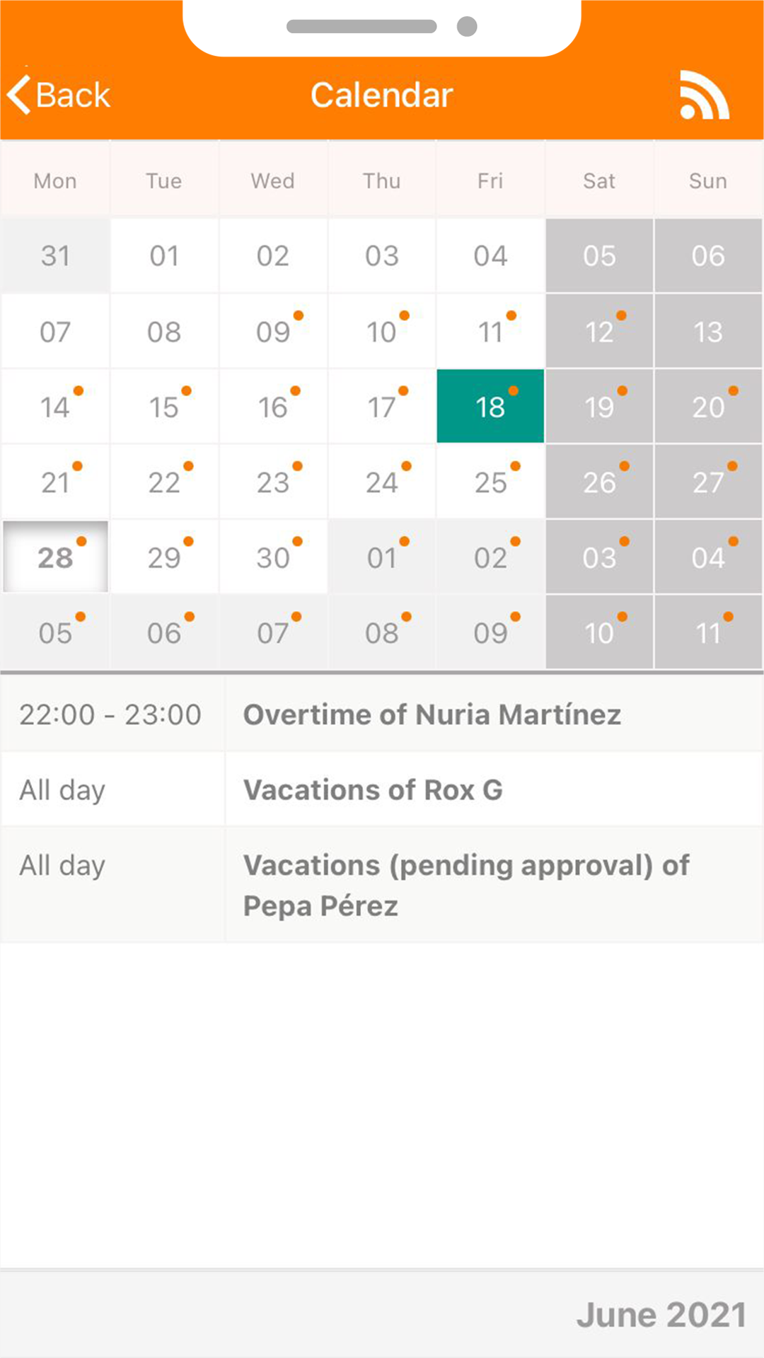 calendar_phone TramitApp Control Horario te permite fichar en la empresa vía app móvil, web y kiosko